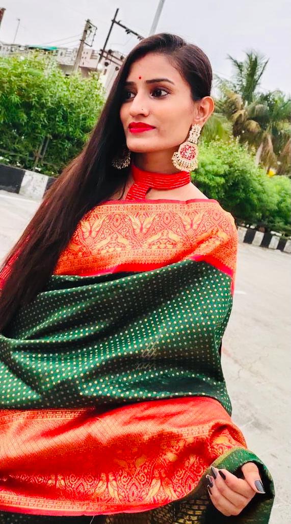 Vibrant Orange & Green Soft Lichi Silk Saree | Exclusive Jacquard Border & Rich Pallu Couture