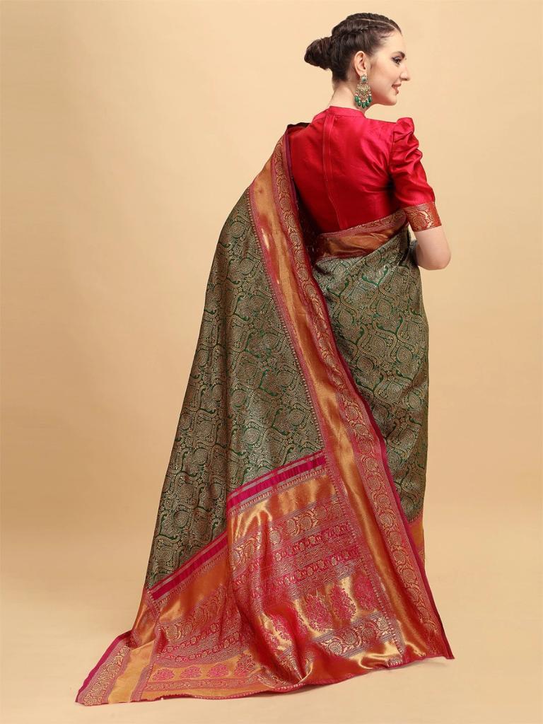 Multi-Color Soft Lichi Silk Saree | Rich Pallu & Jacquard Work Couture