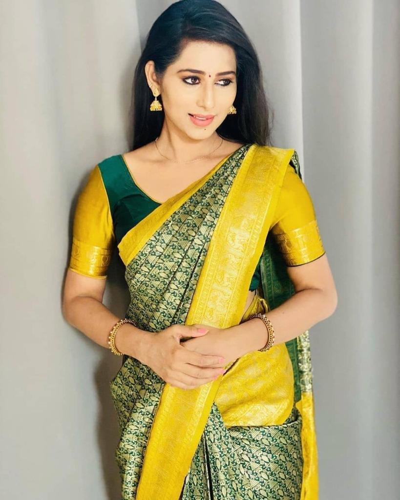 Multi-Color Soft Lichi Silk Saree | Rich Pallu & Jacquard Work Couture