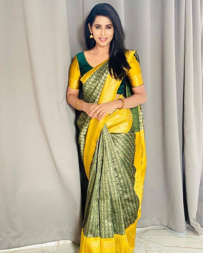 Multi-Color Soft Lichi Silk Saree | Rich Pallu & Jacquard Work Couture