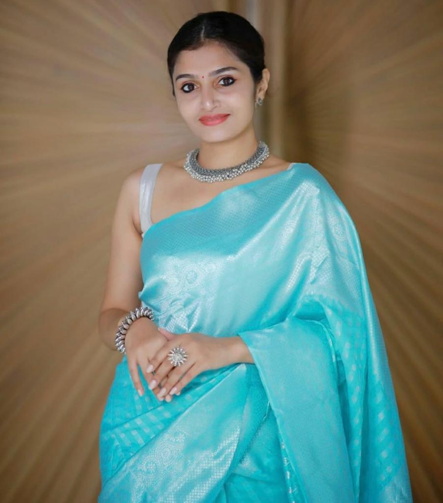 Sky Blue Soft Lichi Silk Saree | Rich Pallu & Jacquard Work Couture