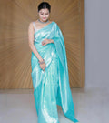 Sky Blue Soft Lichi Silk Saree | Rich Pallu & Jacquard Work Couture