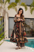 Multi-Color Heavy Mal Cottan Anarkali Gown | Fully Flared Digital Print Ensemble