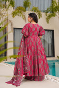Multi-Color Digital Print Anarkali Gown | Heavy Mal Cotton Couture with Dupatta