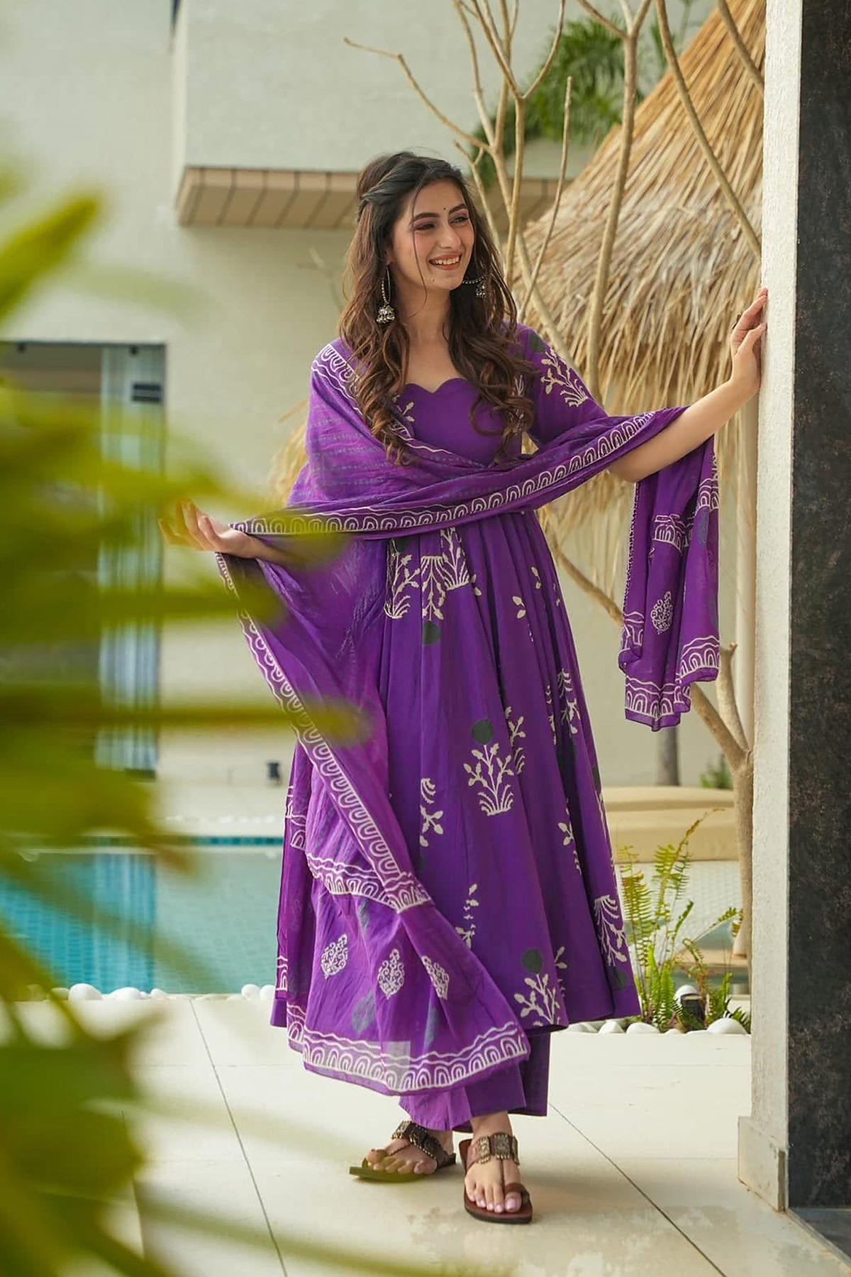 Color Symphony Heavy Mal Cotton Anarkali Gown | Digital Printed Festive Couture