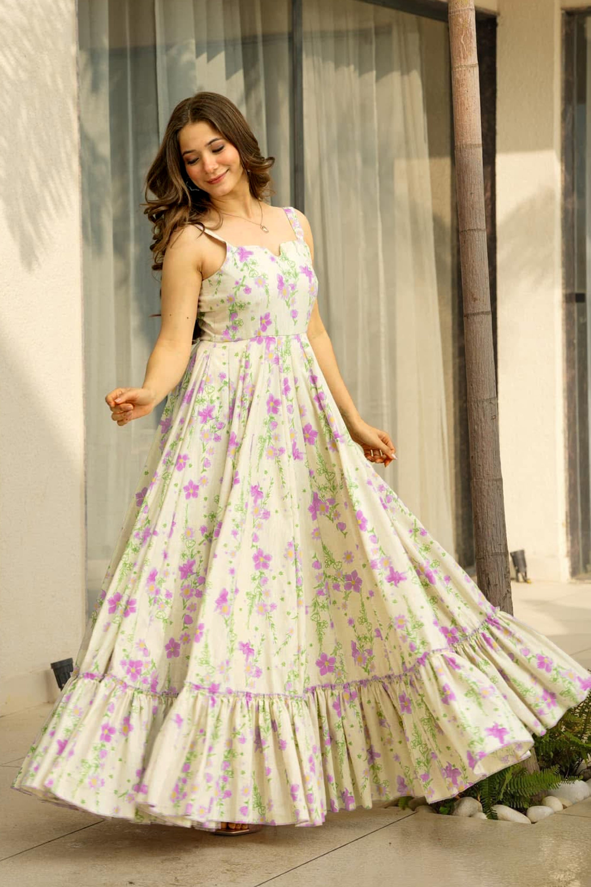 PRU30594 Heavy Rayon Digital Anarkali Gown | Fully Flared Festive Collection