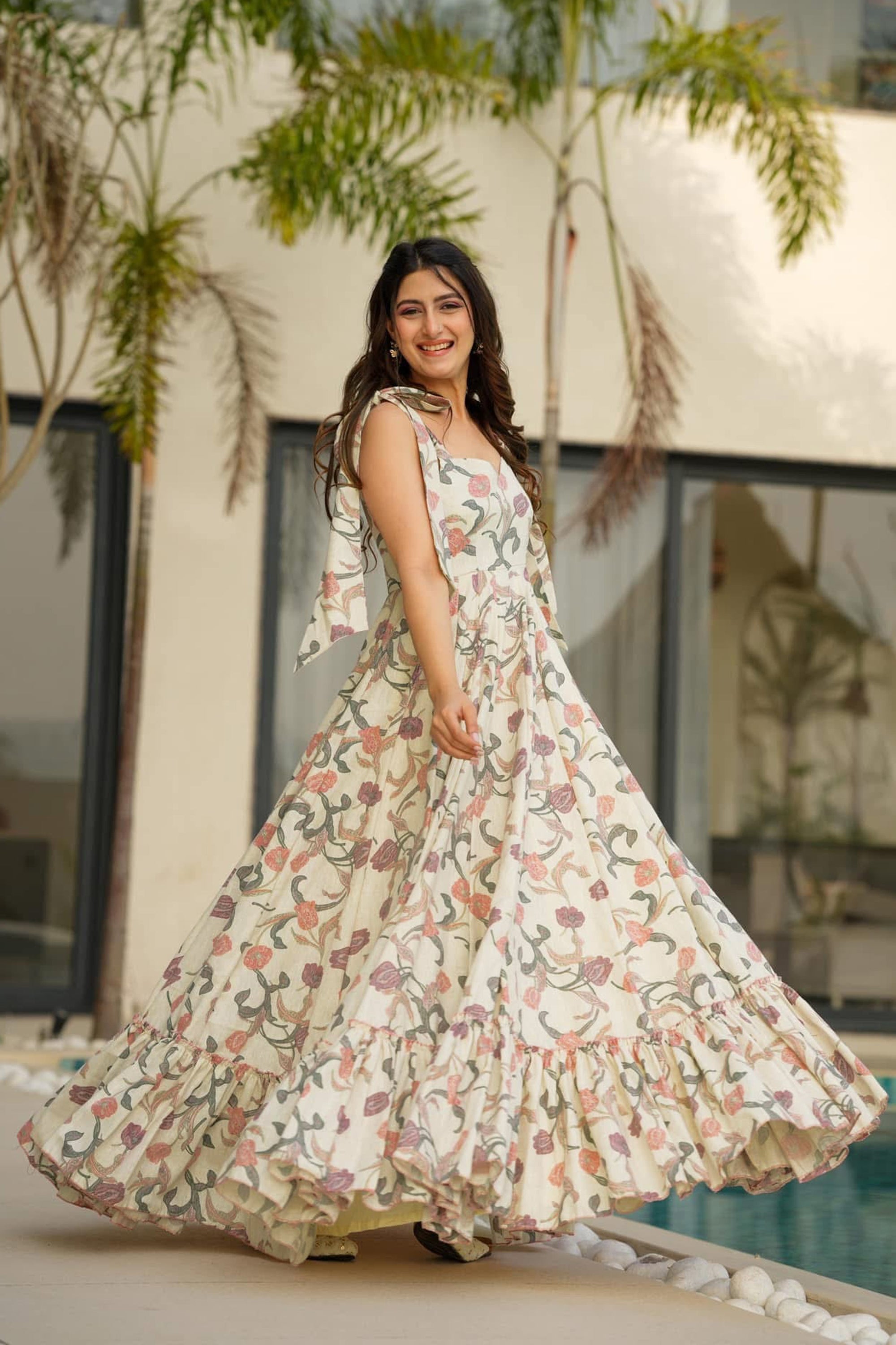 PRU30597 Heavy Rayon Digital Anarkali Gown | Fully Flared Designer Collection