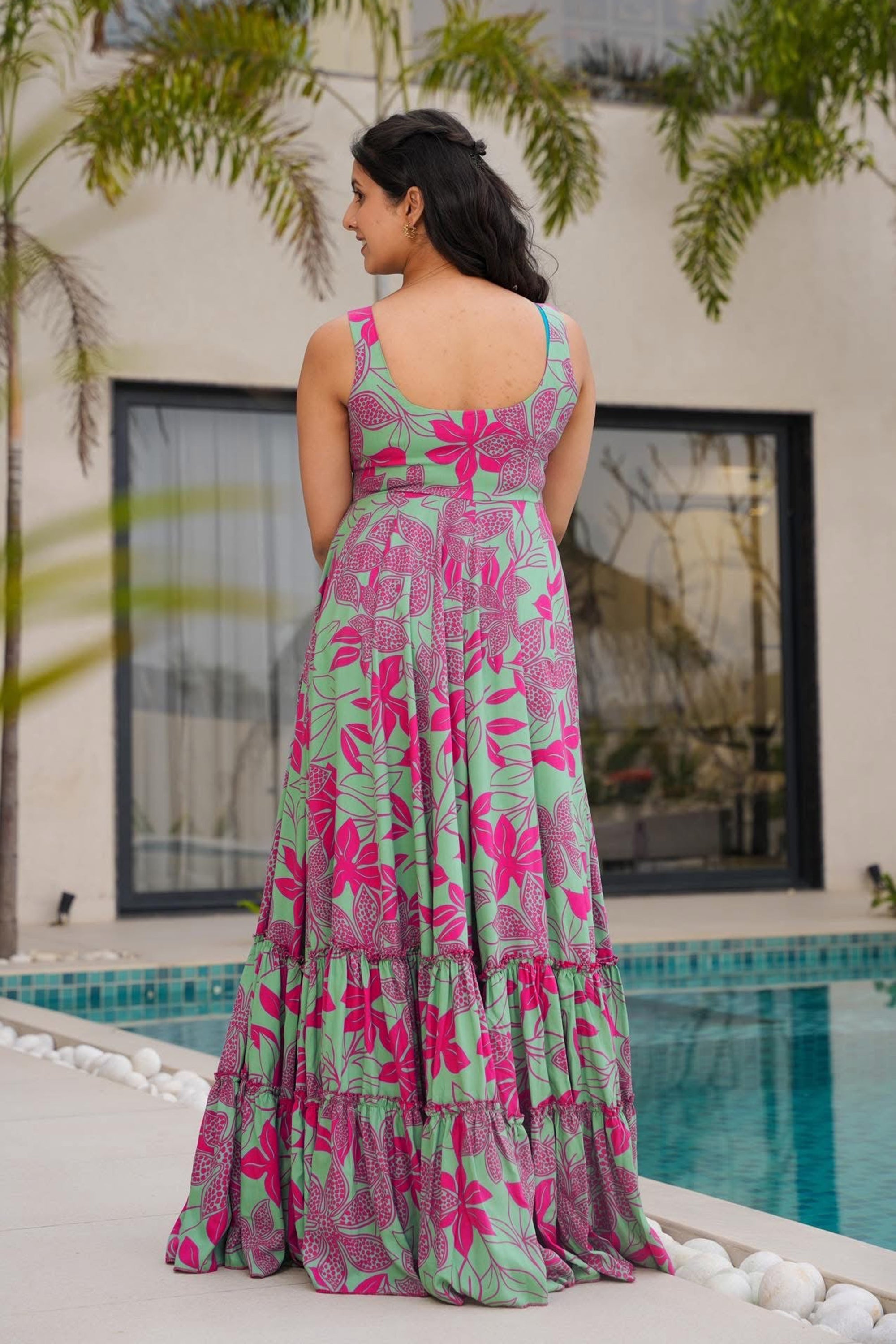 PRU30598 Heavy Rayon Digital Anarkali Gown | Fully Flared Festive Ensemble