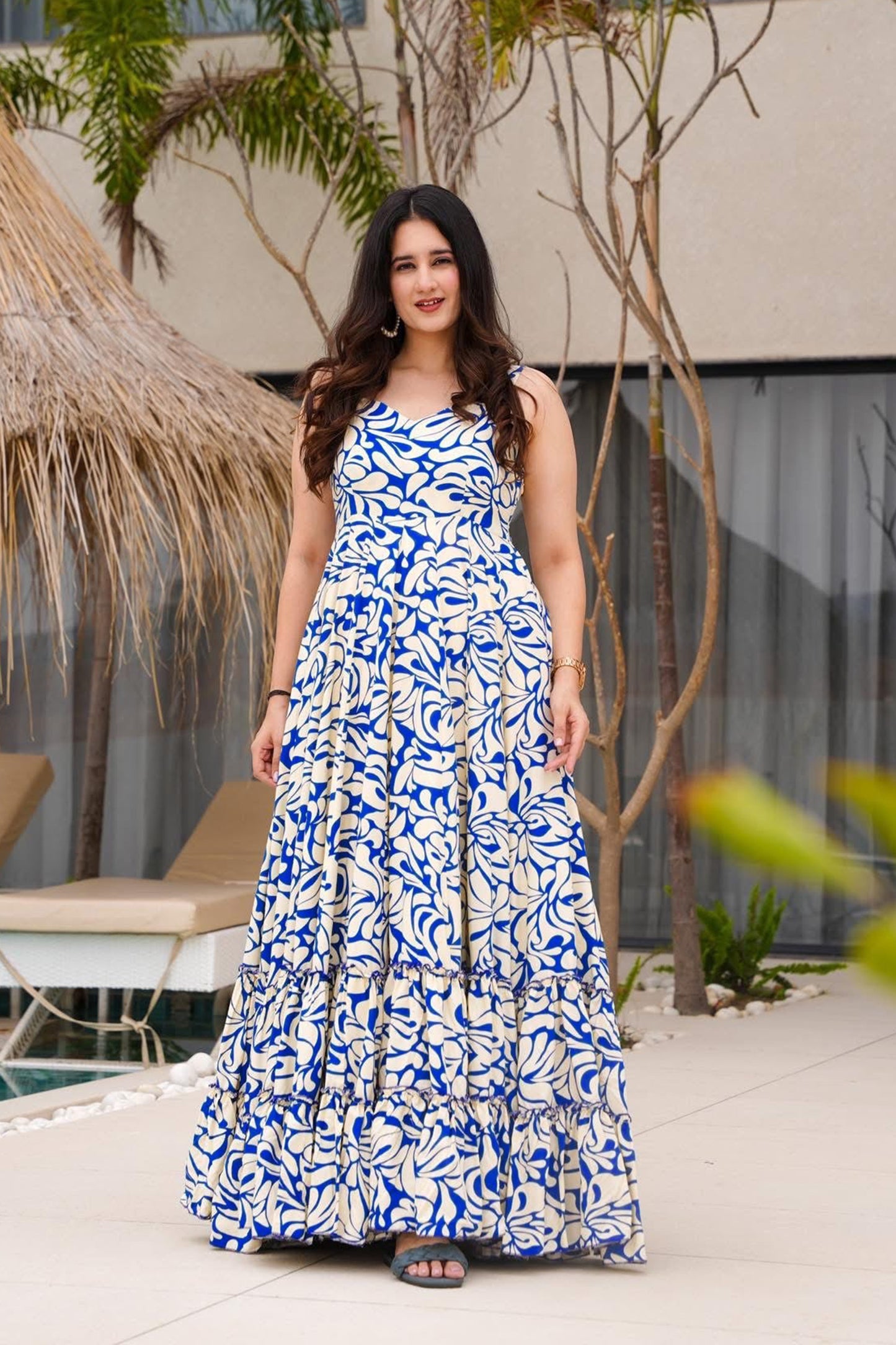 Heavy Rayon Digital Anarkali Gown | Fully Flared Designer Wear