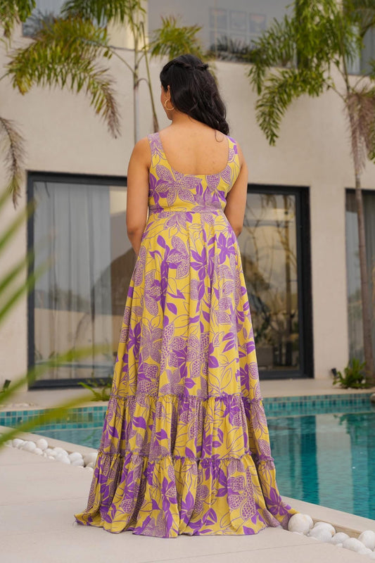 Heavy Rayon Digital Anarkali Gown | Fully Flared Festive Collection