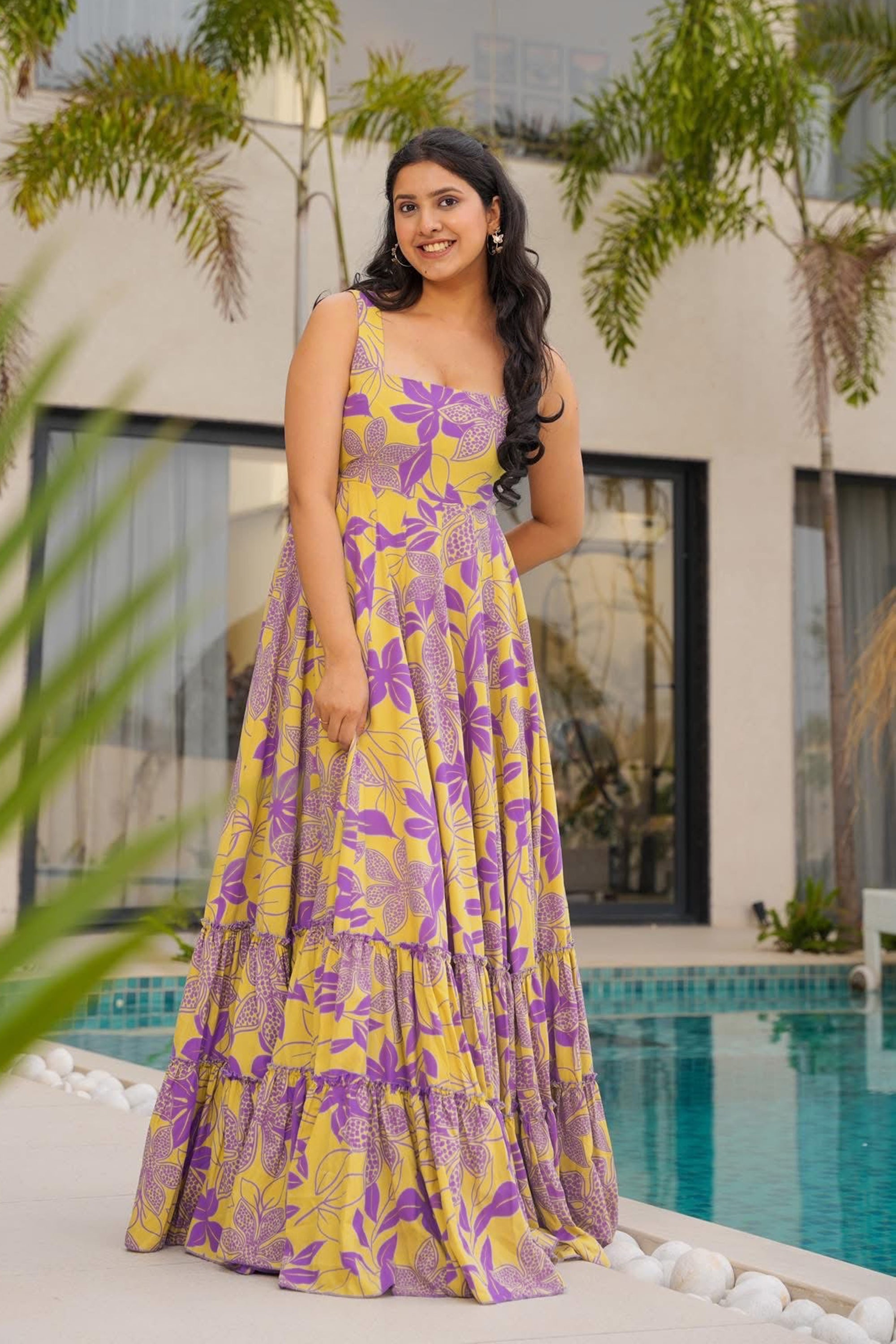 PRU30600 Heavy Rayon Digital Anarkali Gown | Fully Flared Festive Collection