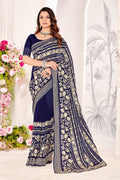 Nevi Georgette Saree | Heavy Resham & Jari Embroidery with Work Blouse