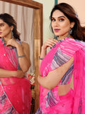 Blush Pink Net Saree | Mirror Work Grace with Ruffle Detailing