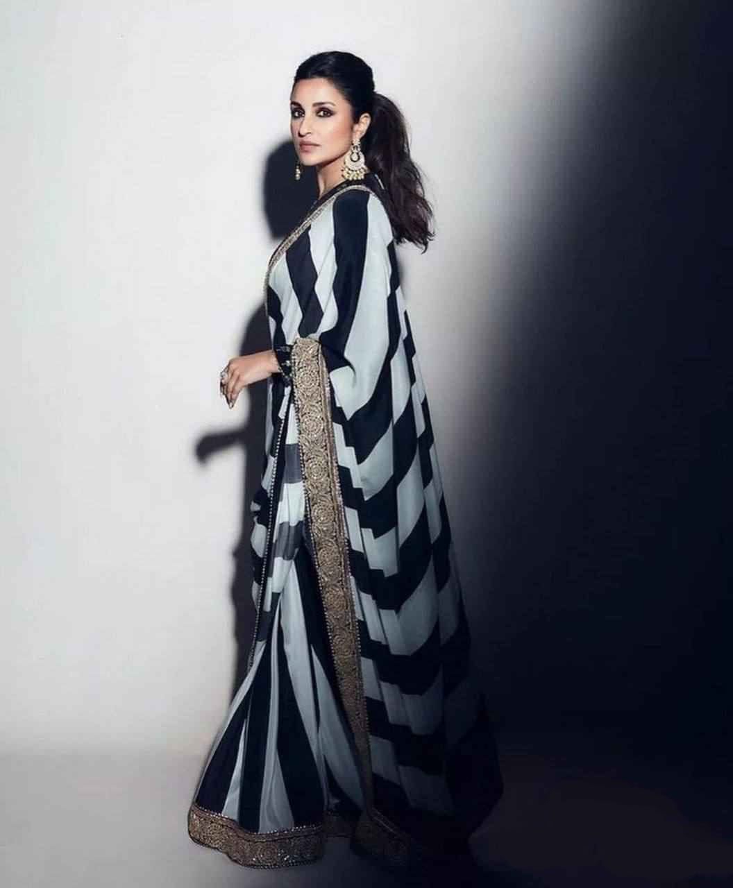 Midnight Black Georgette Saree | Embroidered Banglori Blouse Elegance
