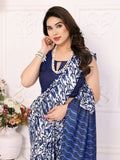 Serene Blue Khadi Printed Saree | Calm Elegance with Contemporary Appeal