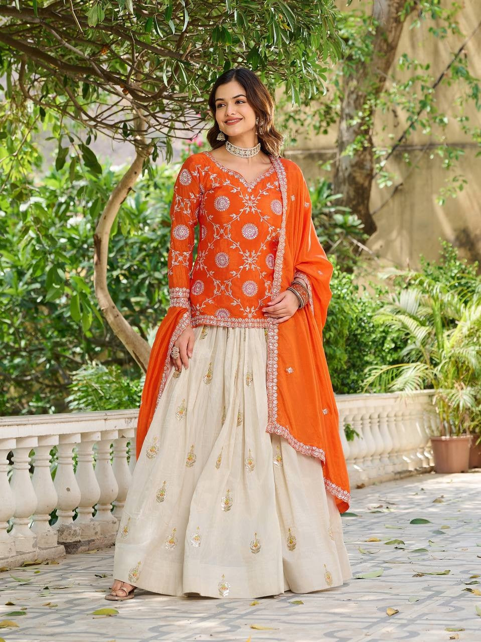 Regal Chinon & Tissue Silk Lehenga Choli | Heavy Embroidery Cording Sequence & Thread Work Couture