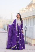 Royal Purple Fox Georgette Plazzo Suit | Heavy 3mm Sequence & Moti Work Embroidery Couture