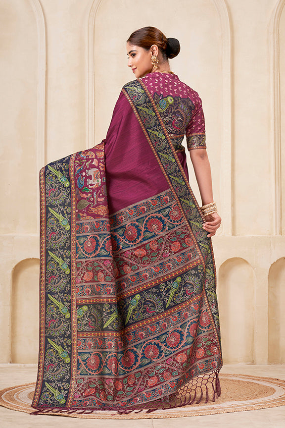 Rani Poly Kundan Digital Print Saree | Traditional Foil Print Embellishment