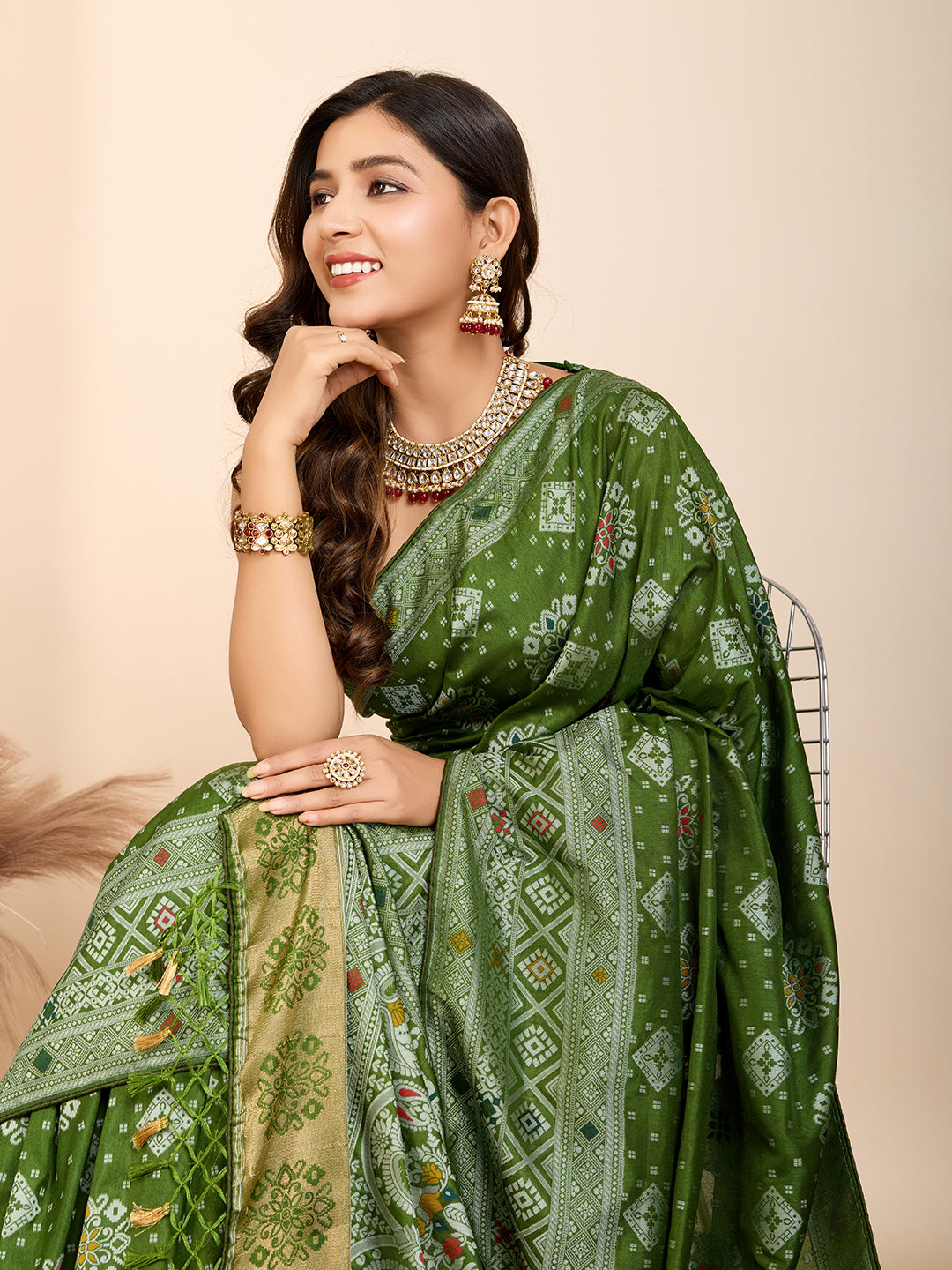 Mahendi Soft Silk Party Wear Saree | Woven Meenakari Rich Pallu Designer