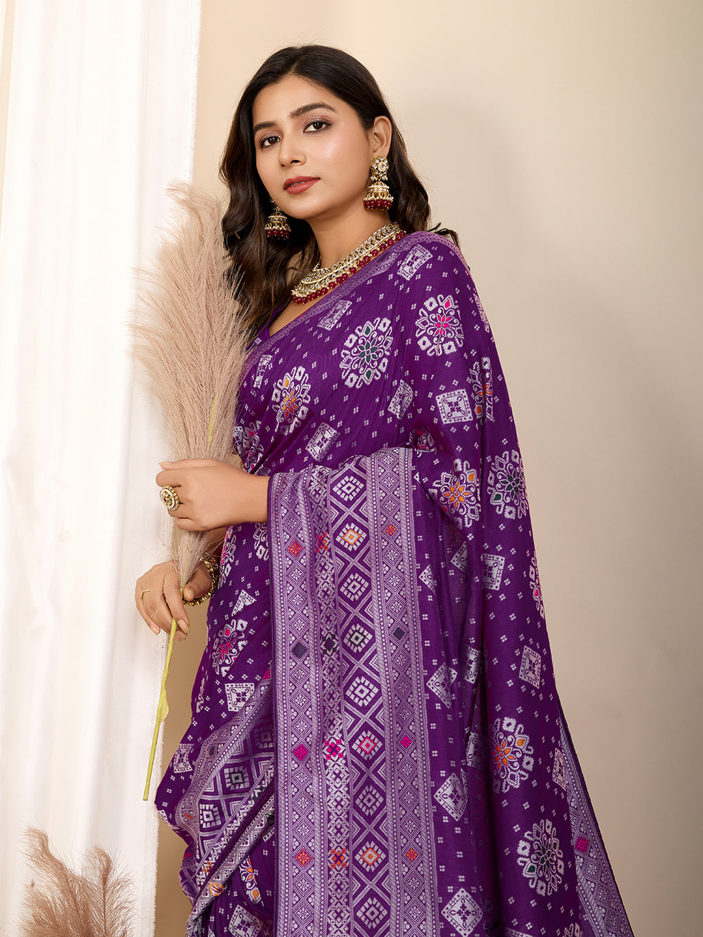 Royal Purple Soft Silk Party Wear Saree | Woven Meenakari Rich Pallu Designer