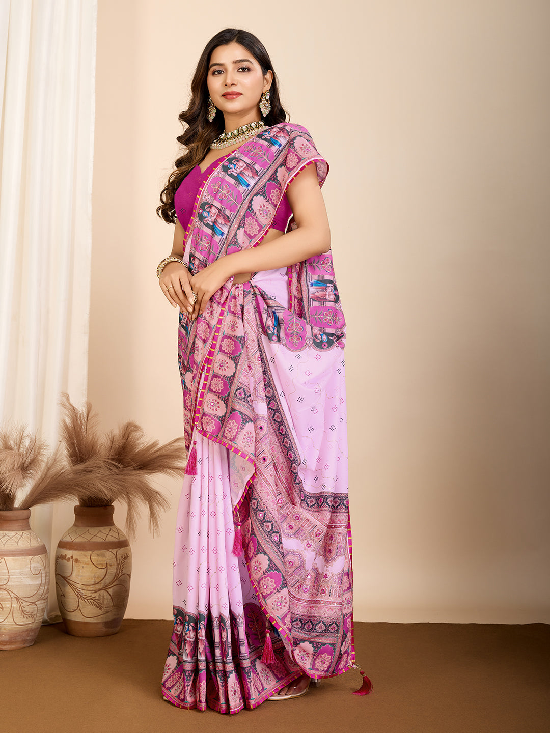 Royal Purple Muslin Cotton Party Wear Saree | Designer Digital Printed Elegance