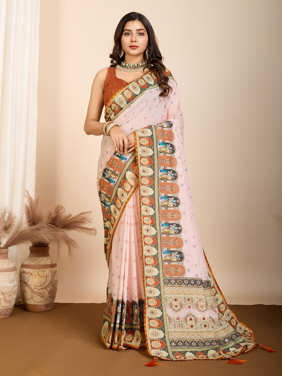 Vibrant Orange Muslin Cotton Party Wear Saree | Designer Digital Printed Sunshine