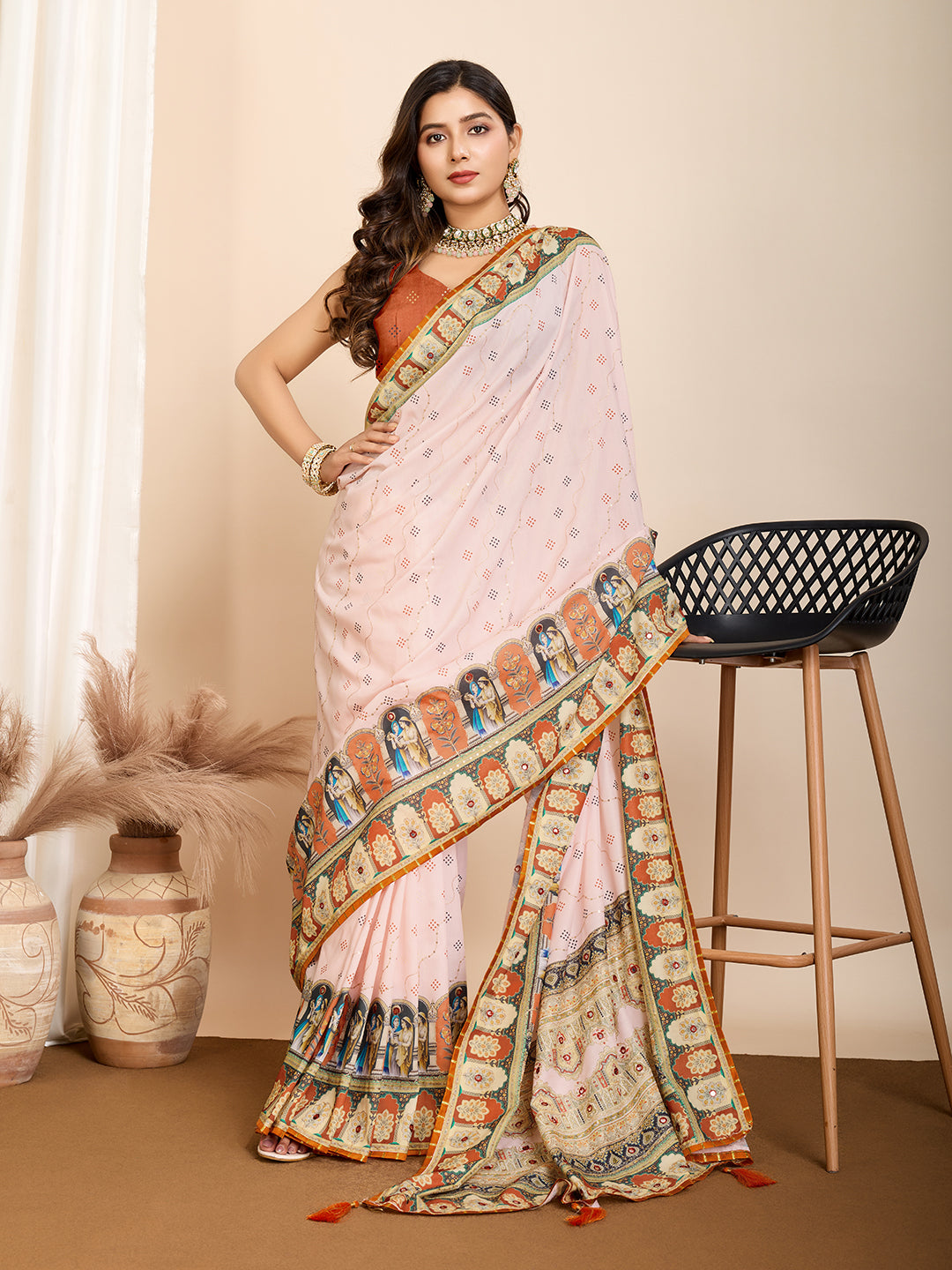 Vibrant Orange Muslin Cotton Party Wear Saree | Designer Digital Printed Sunshine