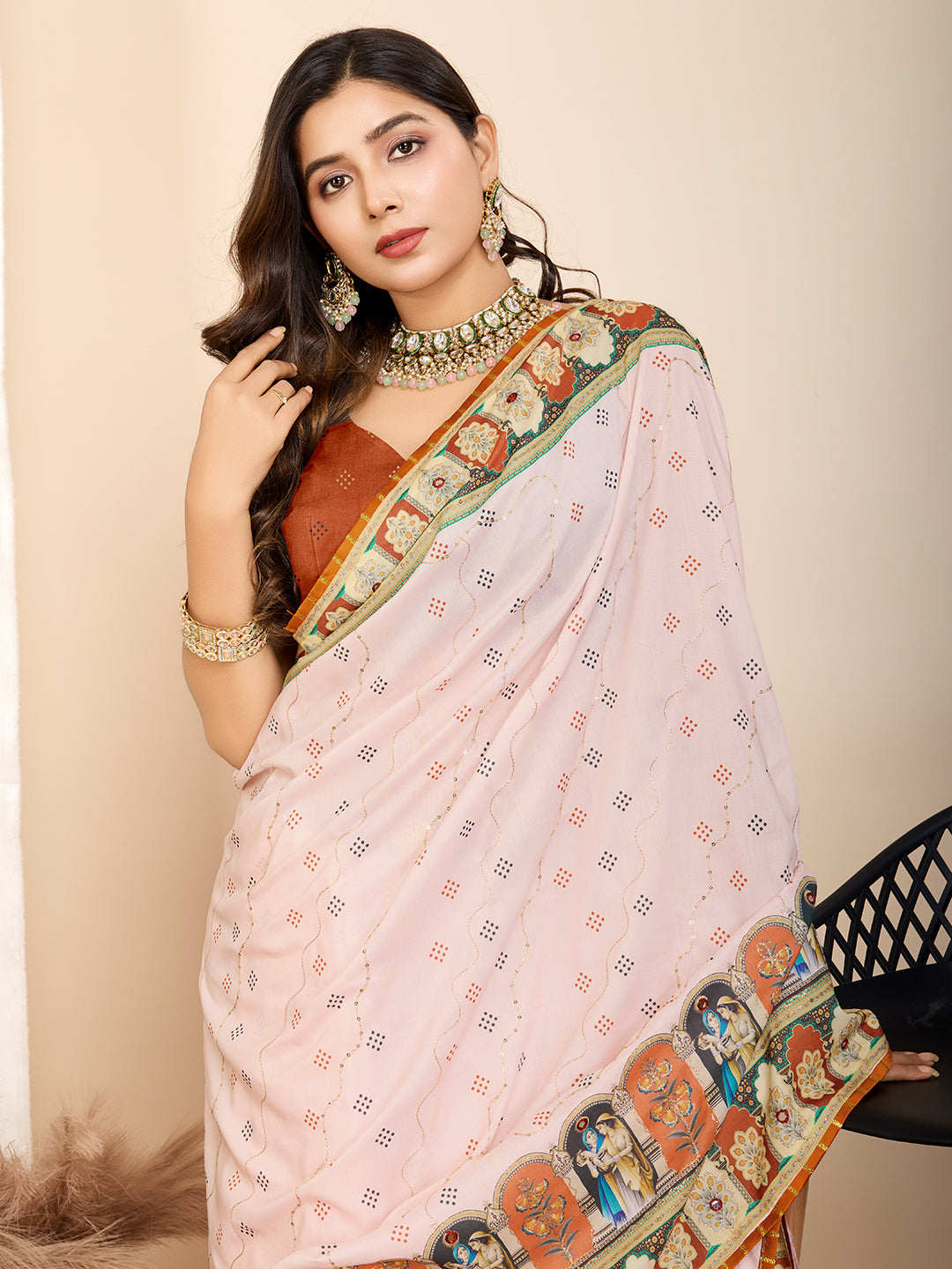 Vibrant Orange Muslin Cotton Party Wear Saree | Designer Digital Printed Sunshine