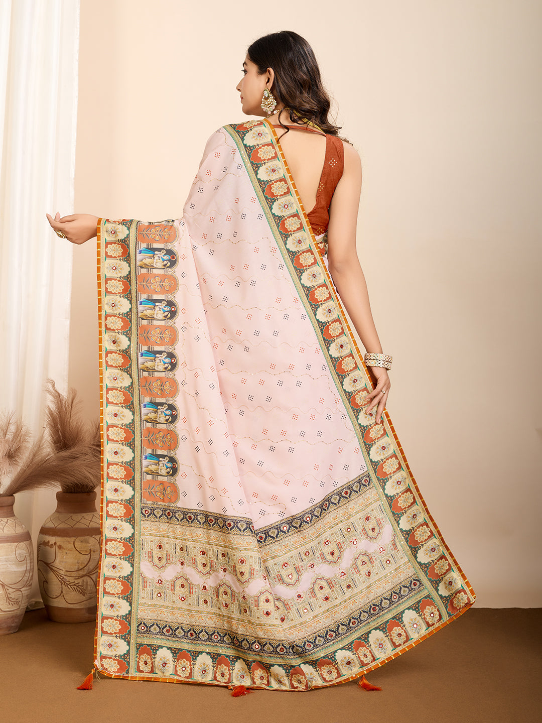 Vibrant Orange Muslin Cotton Party Wear Saree | Designer Digital Printed Sunshine