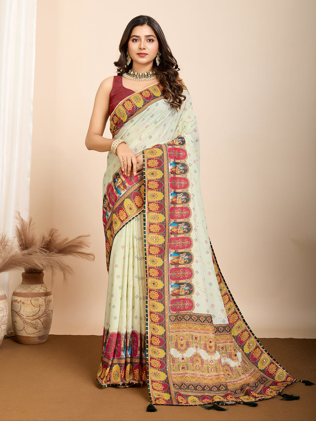 Autumn Glow Muslin Cotton Party Wear Saree | Designer Digital Printed Elegance
