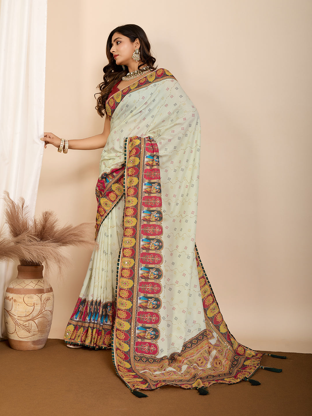 Autumn Glow Muslin Cotton Party Wear Saree | Designer Digital Printed Elegance