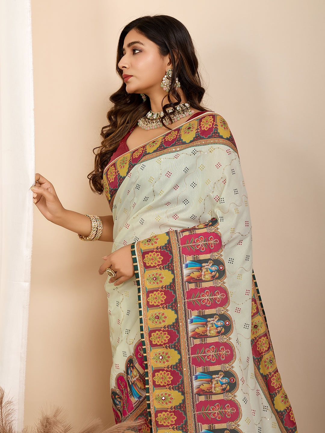 Autumn Glow Muslin Cotton Party Wear Saree | Designer Digital Printed Elegance