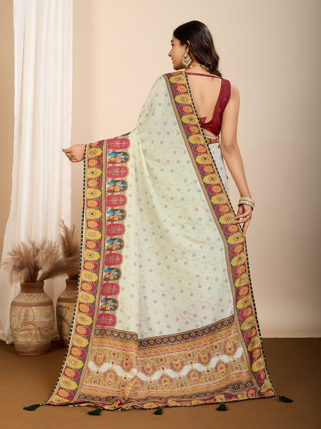 Autumn Glow Muslin Cotton Party Wear Saree | Designer Digital Printed Elegance