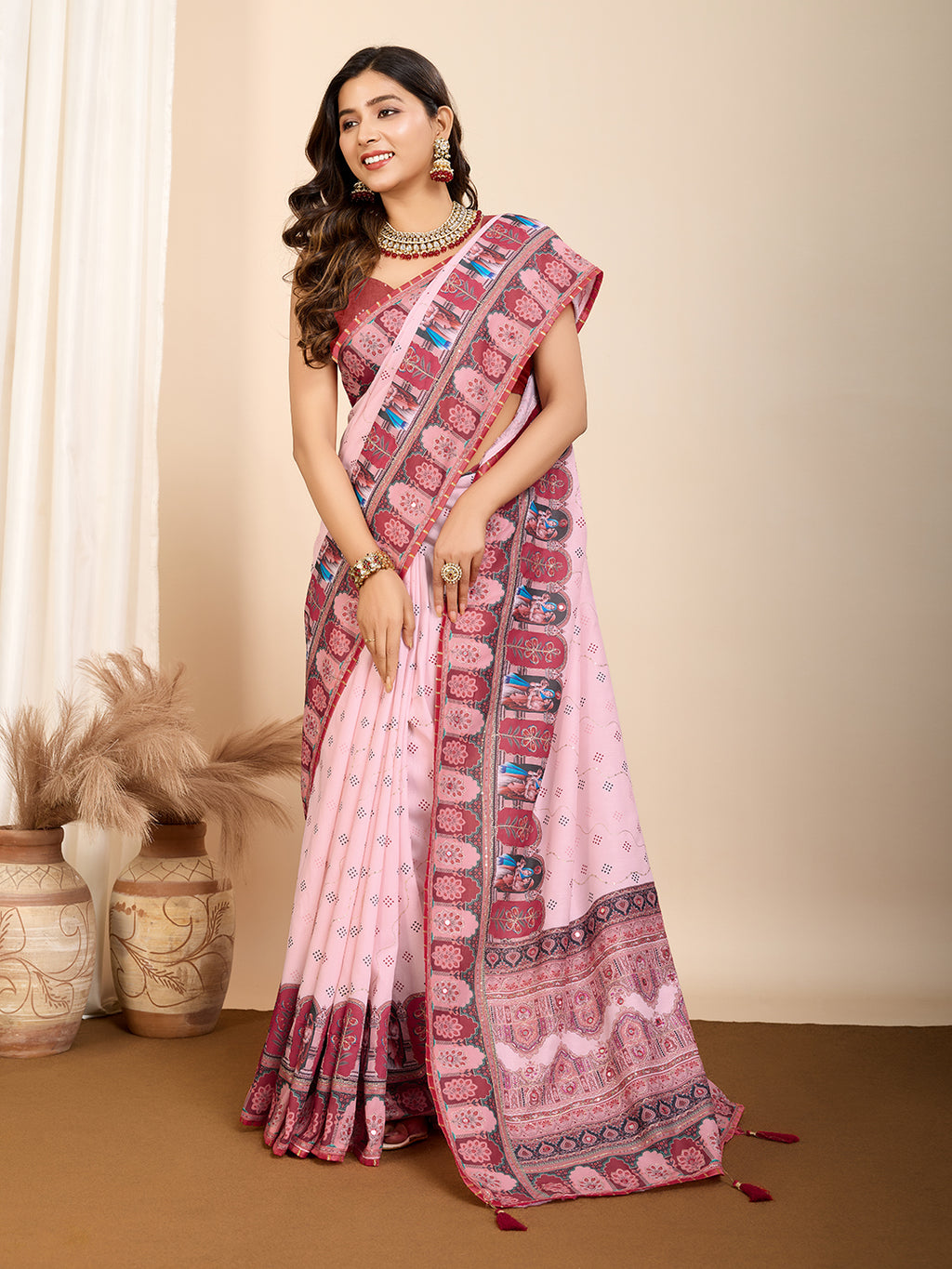 Rose Romance Muslin Cotton Party Wear Saree | Designer Digital Printed Elegance