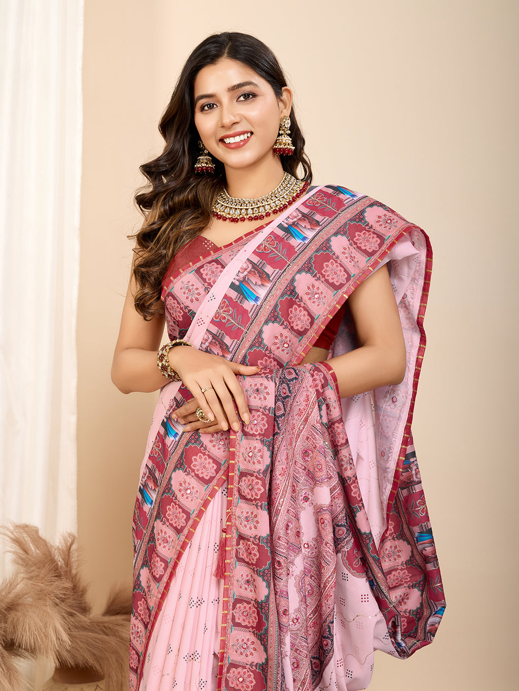 Rose Romance Muslin Cotton Party Wear Saree | Designer Digital Printed Elegance