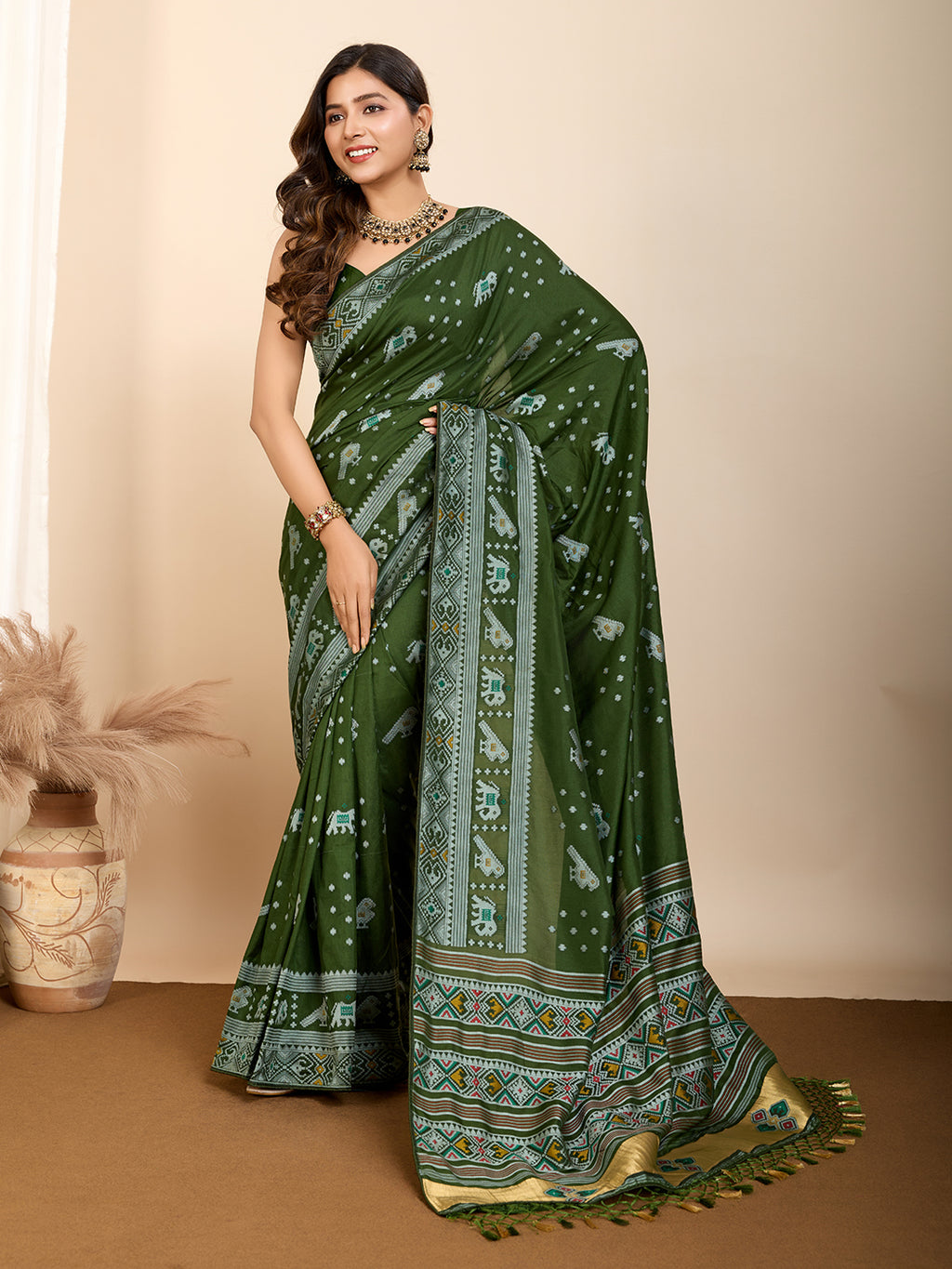 Green Soft Silk Party Wear Saree | Woven Meenakari Rich Pallu Designer