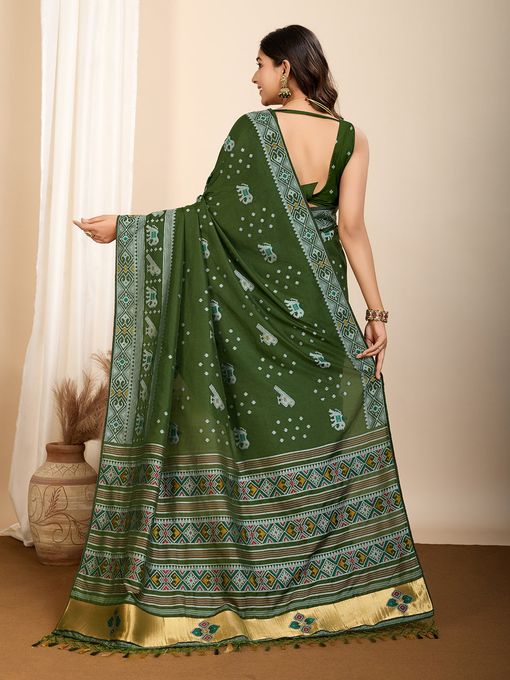 Green Soft Silk Party Wear Saree | Woven Meenakari Rich Pallu Designer