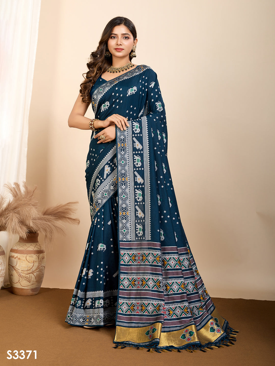 Teal Blue Soft Silk Party Wear Saree | Woven Meenakari Rich Pallu Designer