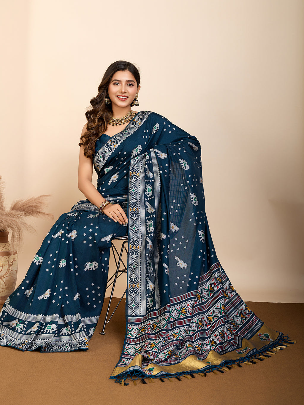Royal Blue Soft Silk Party Wear Saree | Woven Meenakari Designer Masterpiece