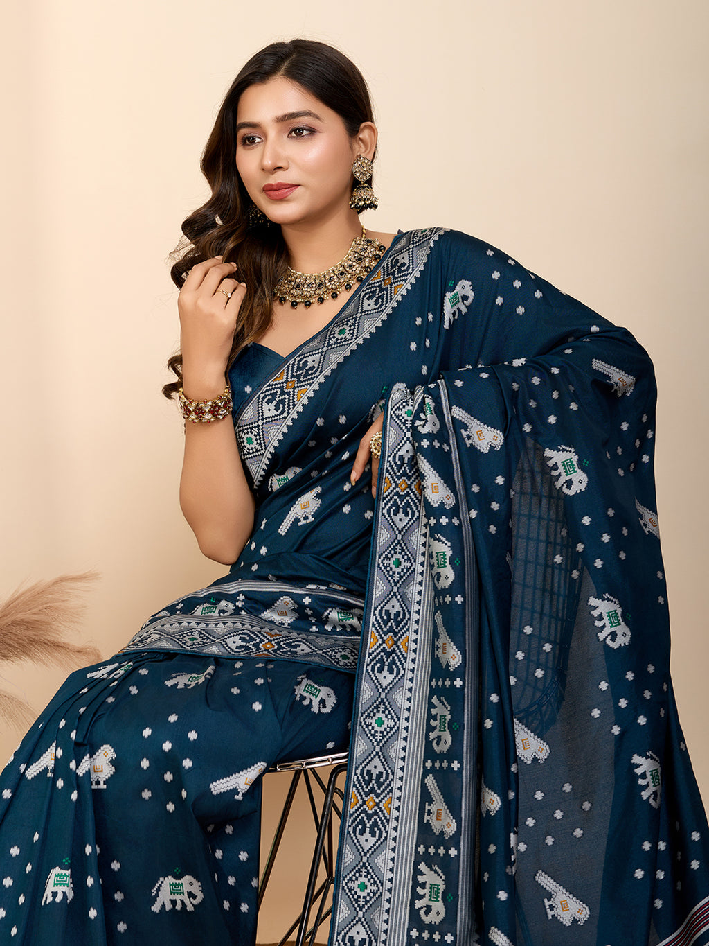 Royal Blue Soft Silk Party Wear Saree | Woven Meenakari Designer Masterpiece