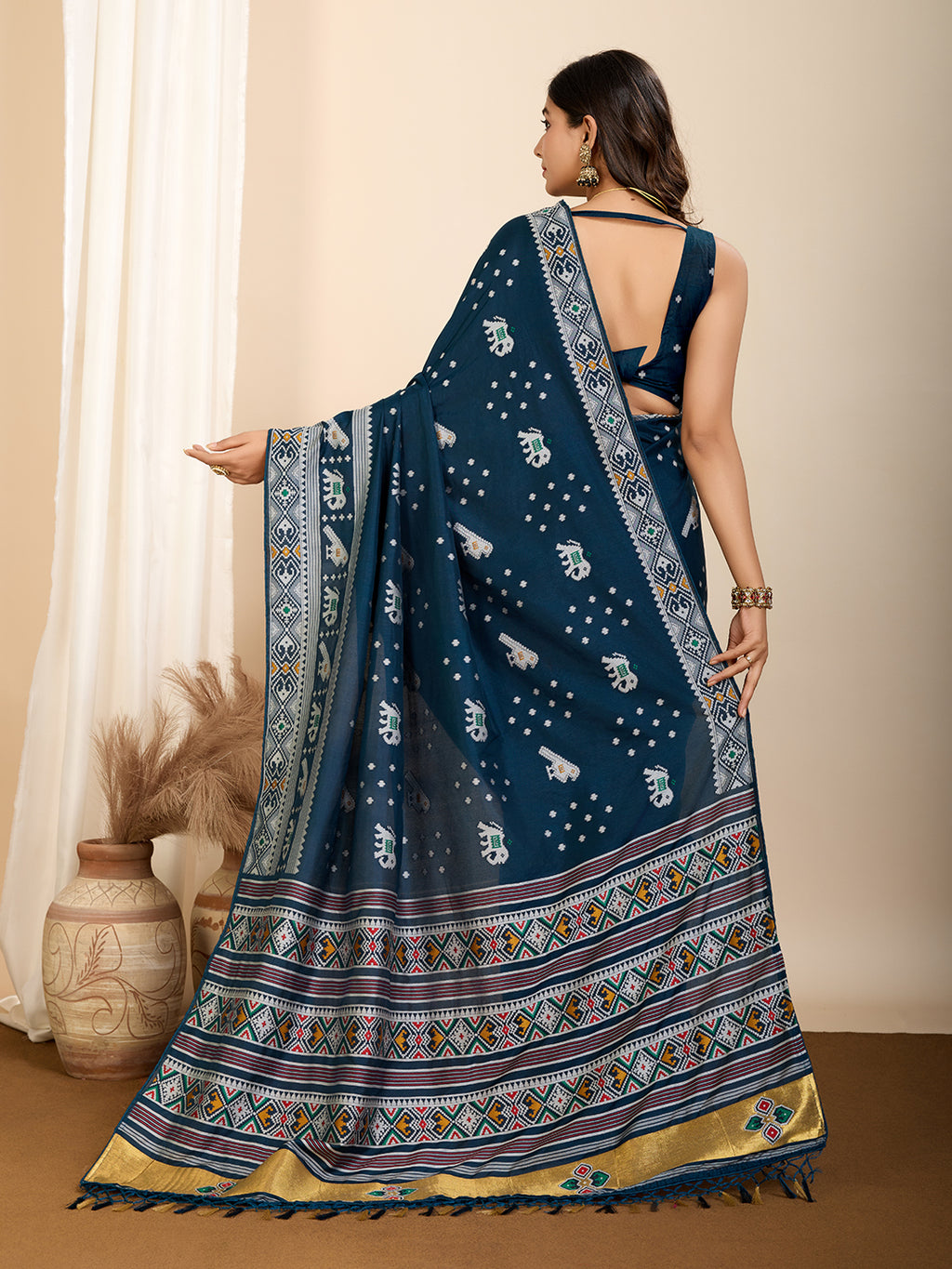 Teal Blue Soft Silk Party Wear Saree | Woven Meenakari Rich Pallu Designer