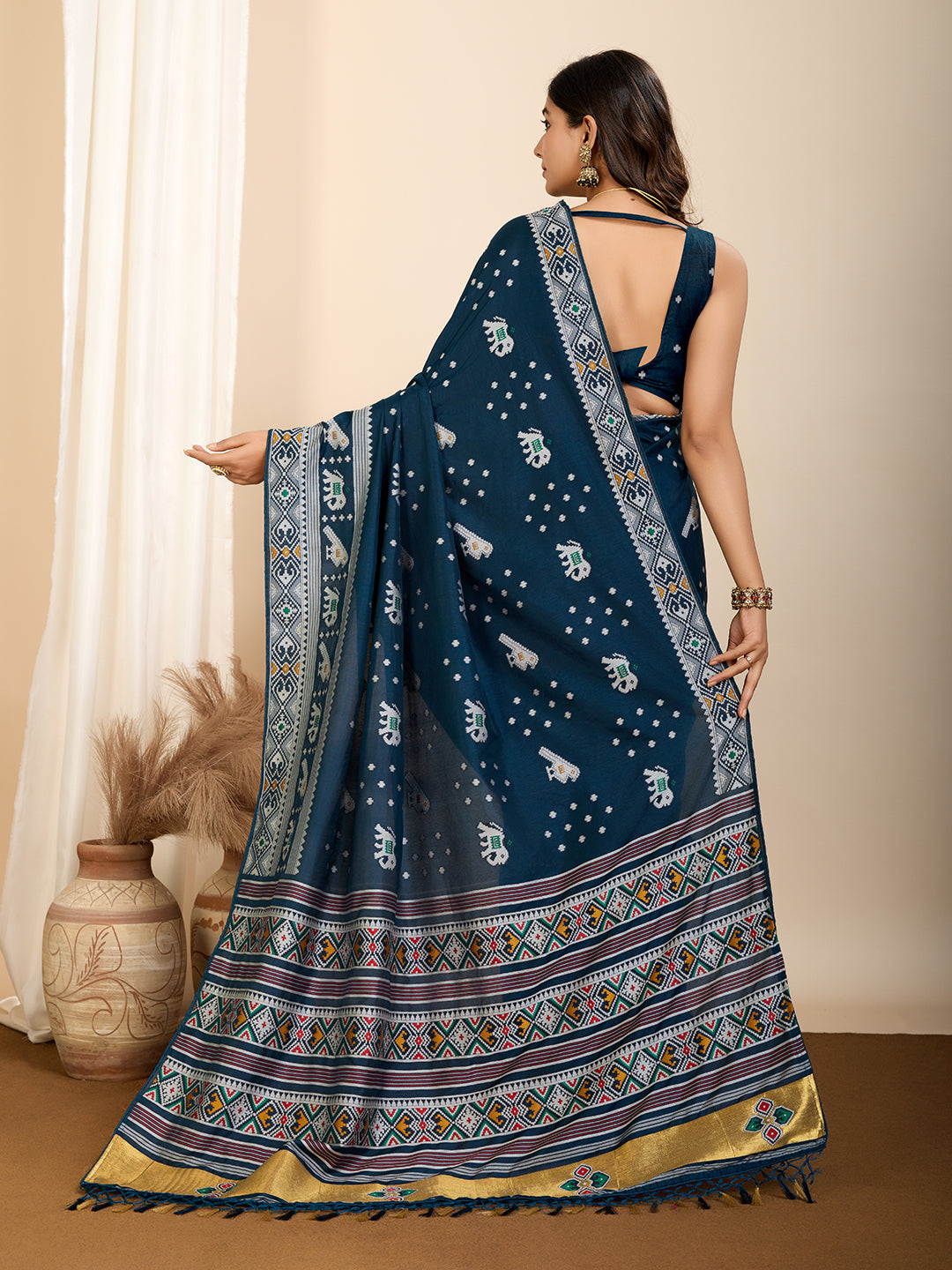 Teal Blue Soft Silk Party Wear Saree | Woven Meenakari Rich Pallu Designer