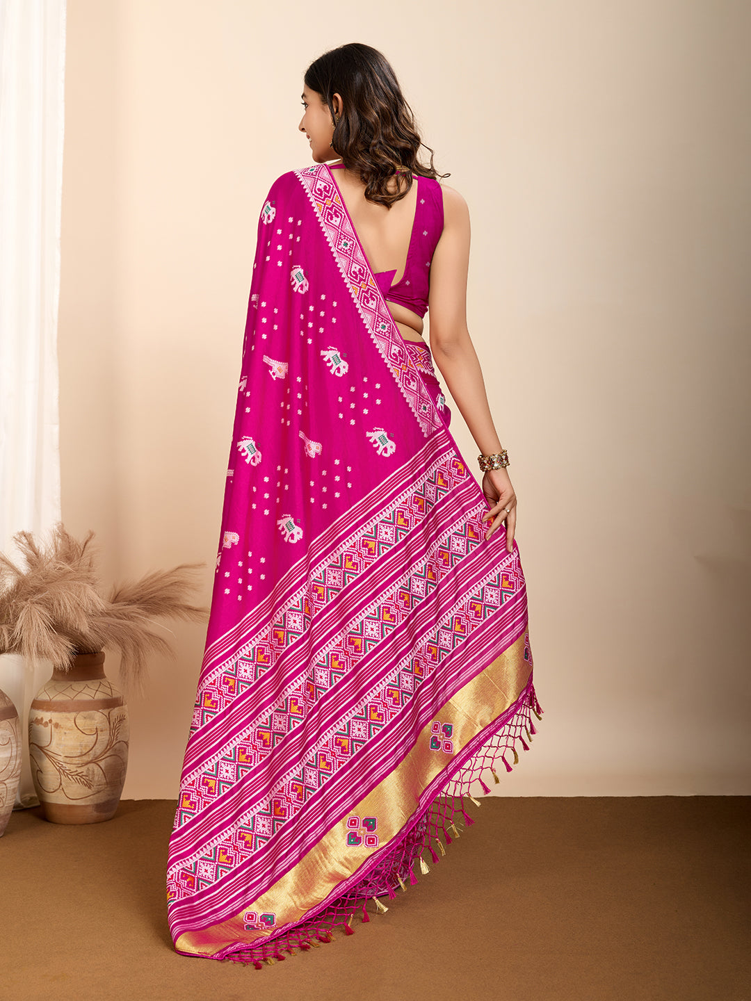 Blushing Pink Soft Silk Party Wear Saree | Woven Meenakari Designer Creation
