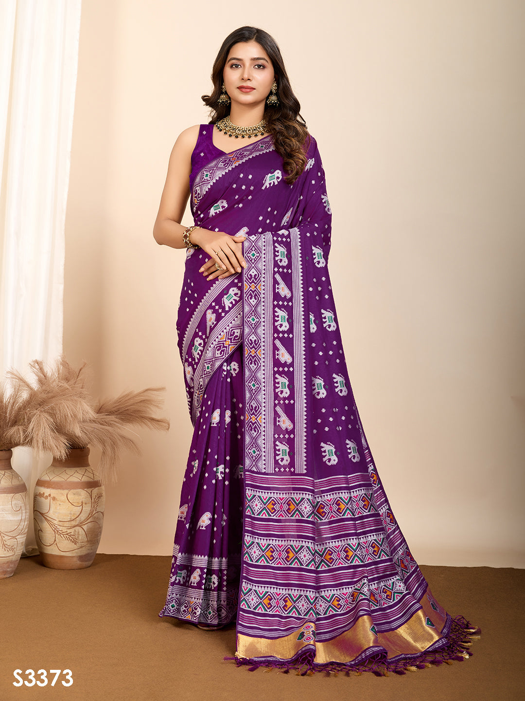 Regal Purple Soft Silk Party Wear Saree | Woven Meenakari Designer Spectacle