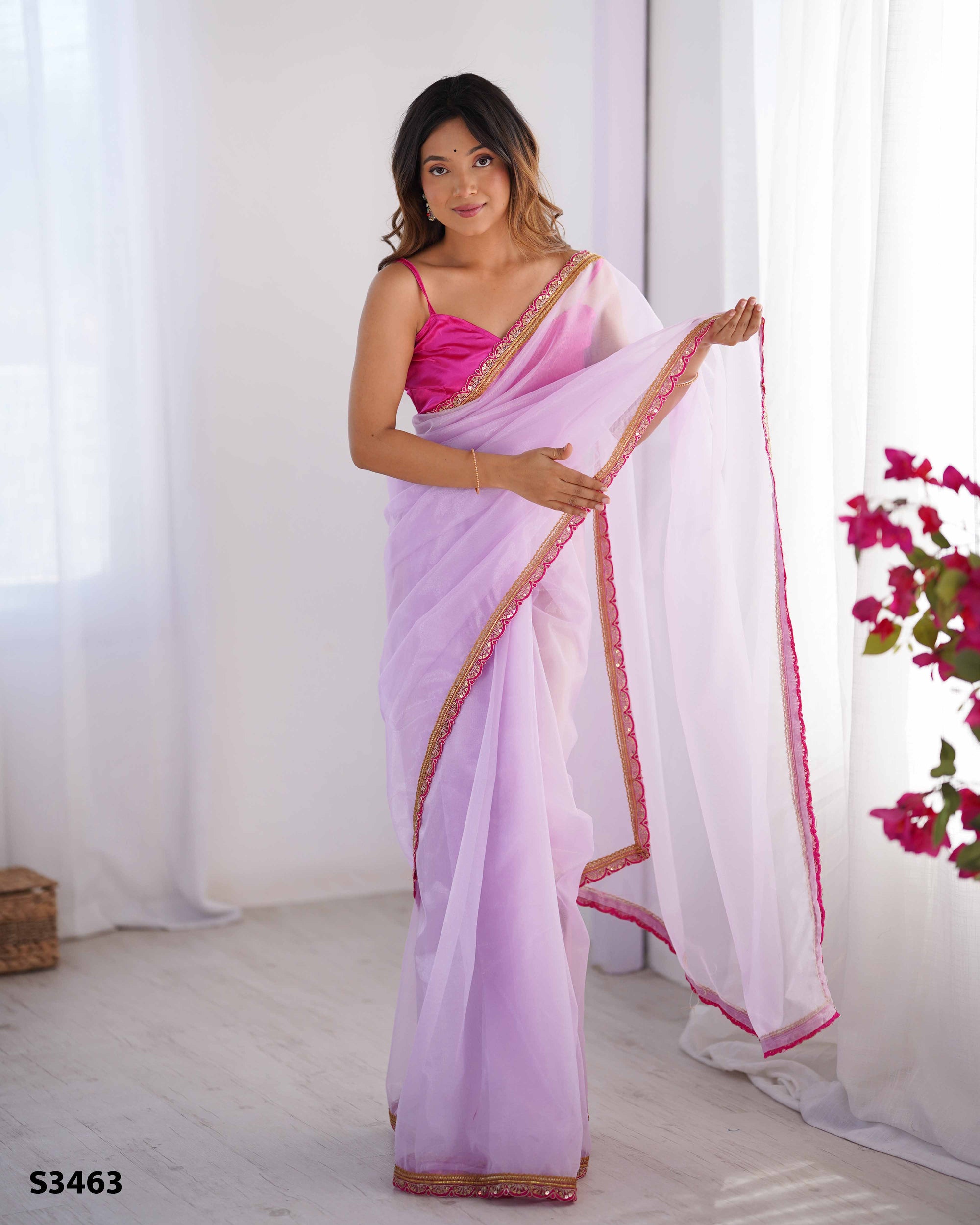Vibrant Orange Georgette Designer Saree | Black Art Silk Blouse with Printed Elegance