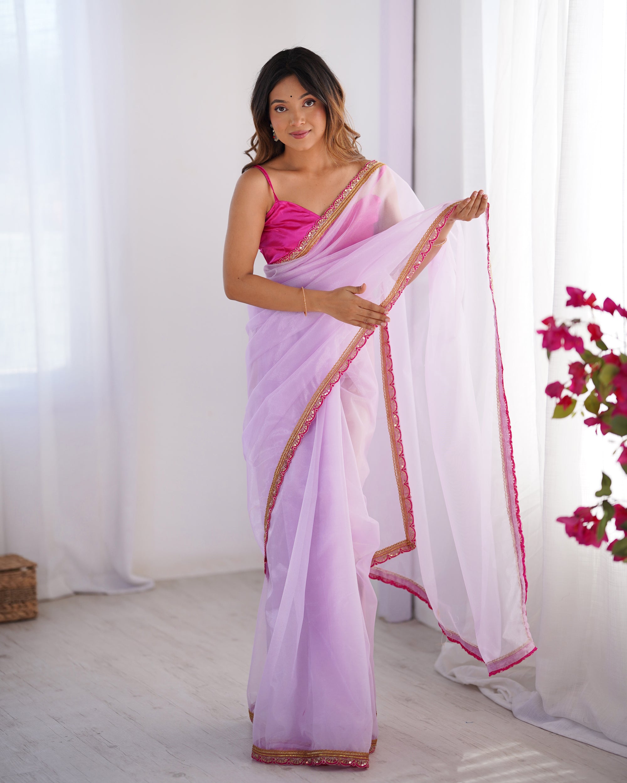 Vibrant Orange Georgette Designer Saree | Black Art Silk Blouse with Printed Elegance