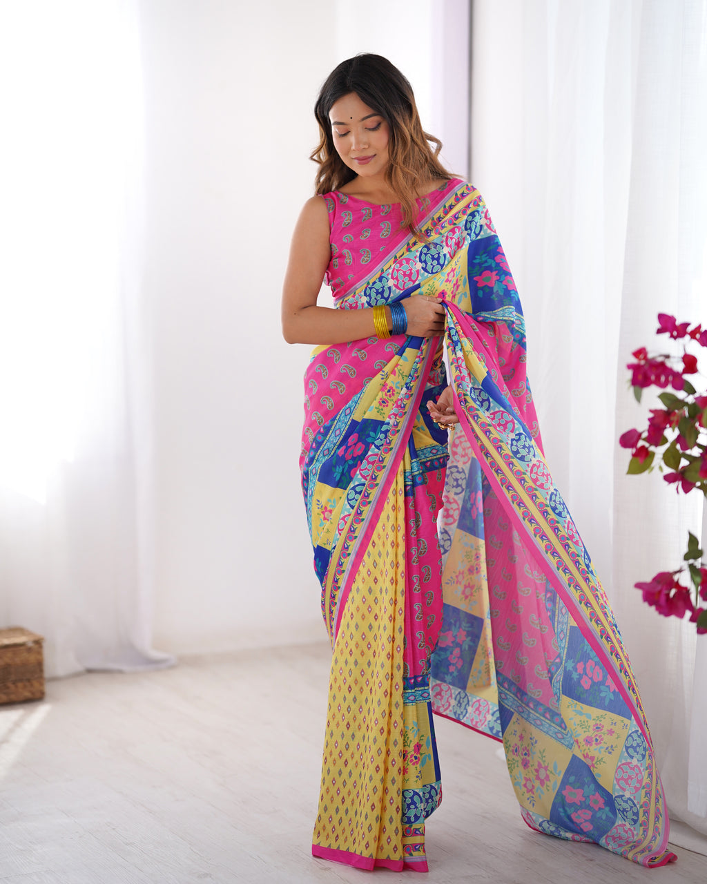 Sea Green Twill Net Designer Saree | Multy Art Silk Blouse with Swarovski Embellishments