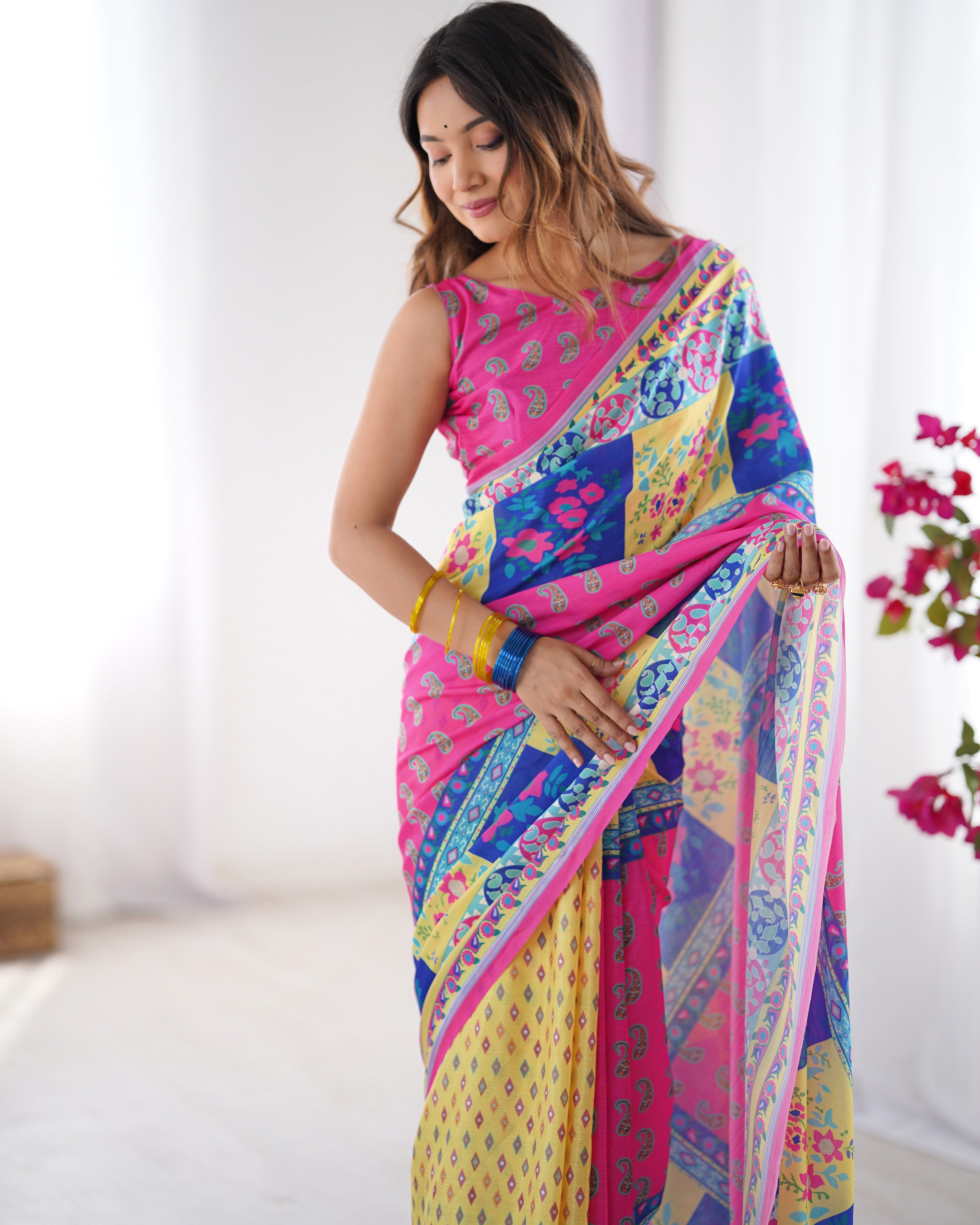 Sea Green Twill Net Designer Saree | Multy Art Silk Blouse with Swarovski Embellishments