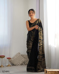Midnight Black Georgette Saree | Diamond Silk Blouse with Sequance Embroidery Couture