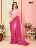 Pink Georgette Party Wear Saree | Art Silk Blouse with Designer Pedding Print